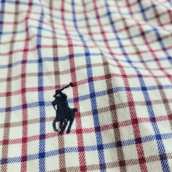 Polo Ralph Lauren Combed Cotton Button Down Shirt Boys M 10-12 Red Blue Check - Picture 11 of 11
